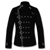 Men Gothic Black Jacket Asylum Vampire Jacket Metal Strap Buckle Jacket Goth Fashion
